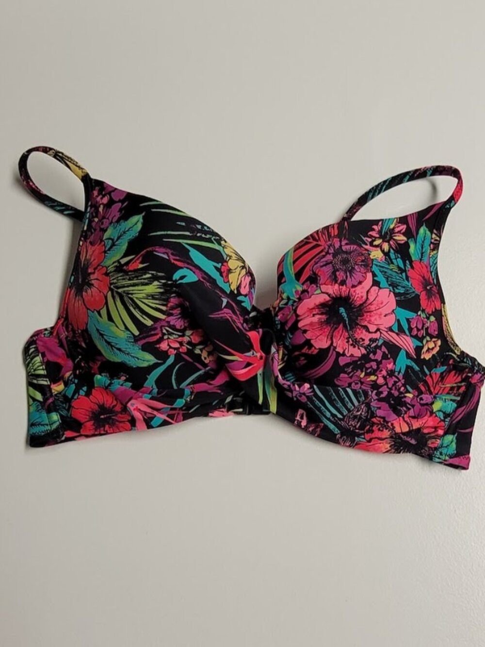 Now Bikini Top–Size 10 A/B–Tropical Floral Swim Pool Bathing Y2K look Indie